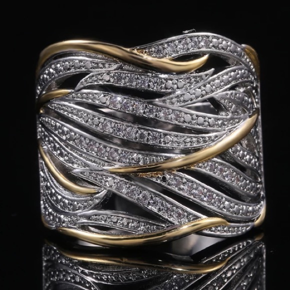 ❗️Sterling silver two tone wide ring - Picture 2 of 6